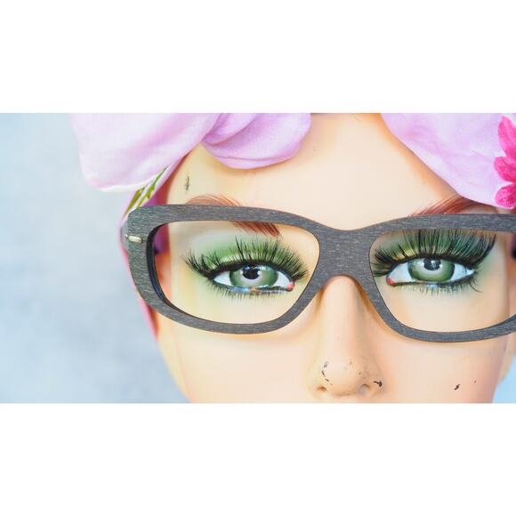 Vintage 1960s De Lotto Cat eye Eyeglasses Frame Faux Wood Pin up Italy NOS main image 6